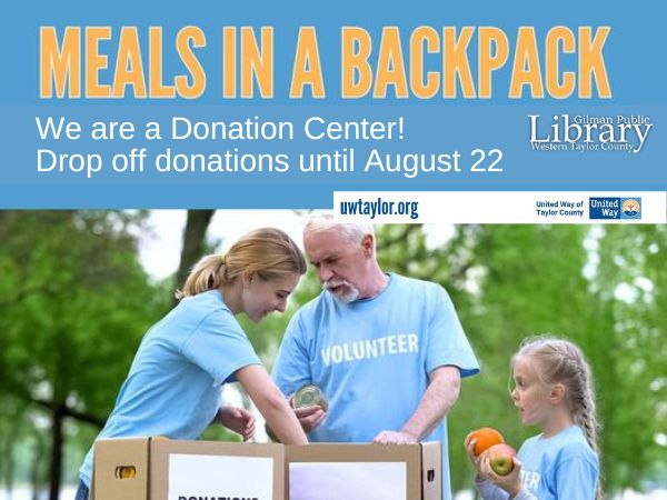 Drop off Donations for Meals in a Backpack through August 22
